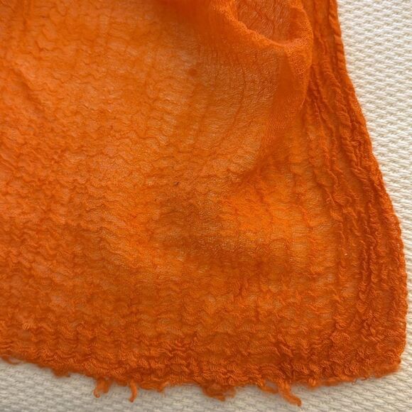 Olivier Goureau Paris Organic Textured Orange Oblong Scarf. - Picture 3 of 4